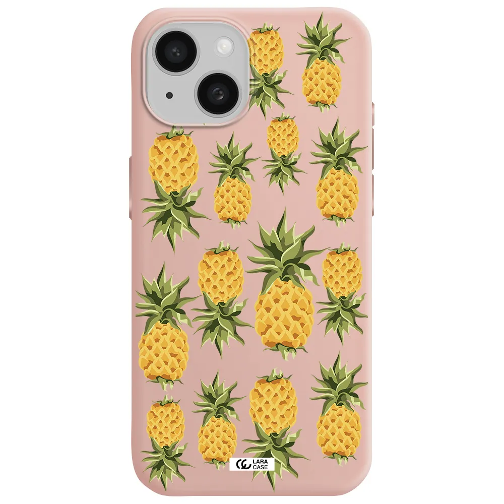 Pineapples Apple Iphone 15 Silicone Pastel Pink Case