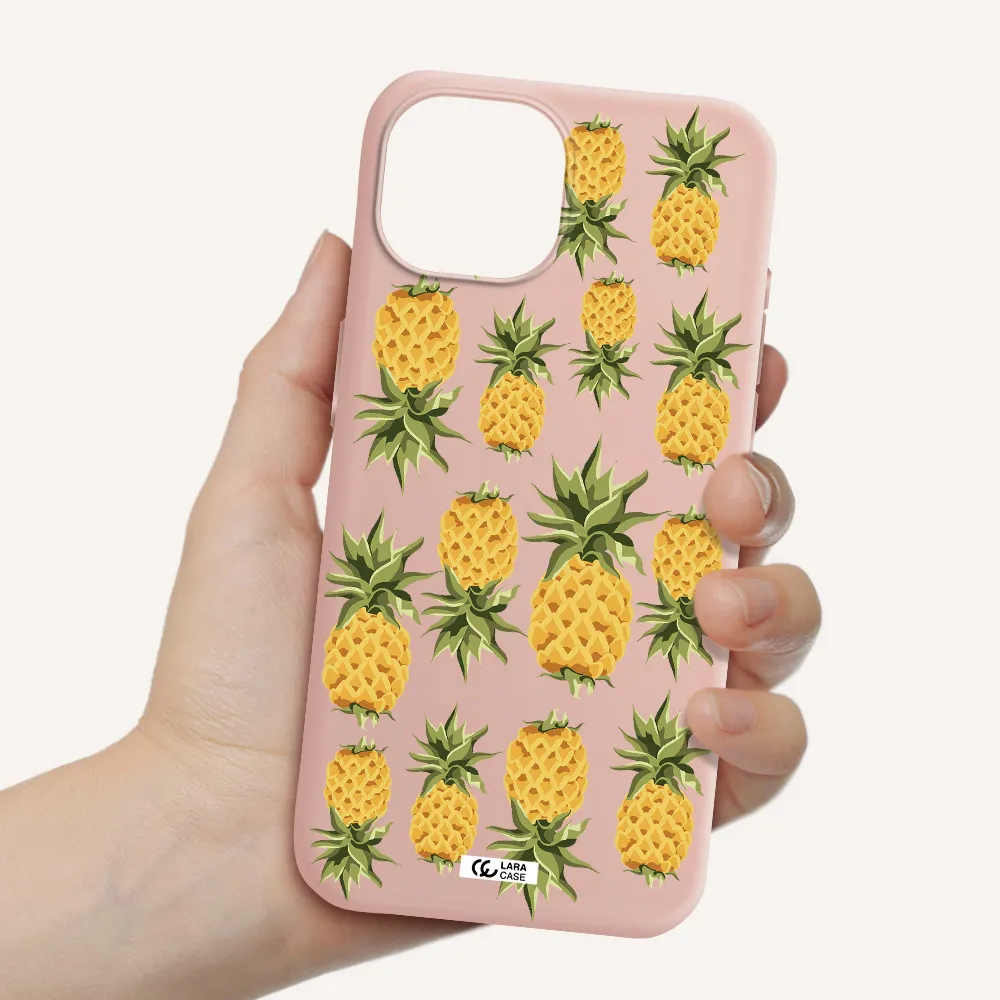 Pineapples Apple Iphone 15 Silicone Pastel Pink Case