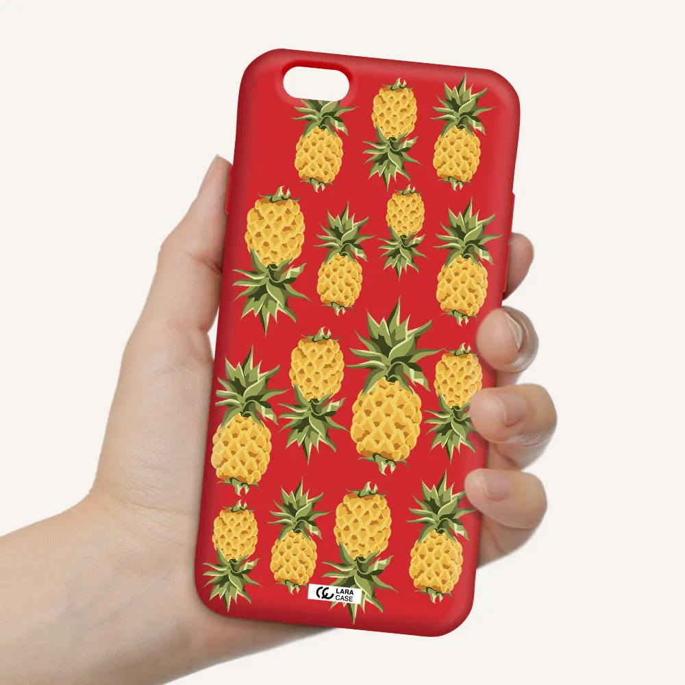 Pineapples Apple iPhone 6 Silicone Imperial Red Case
