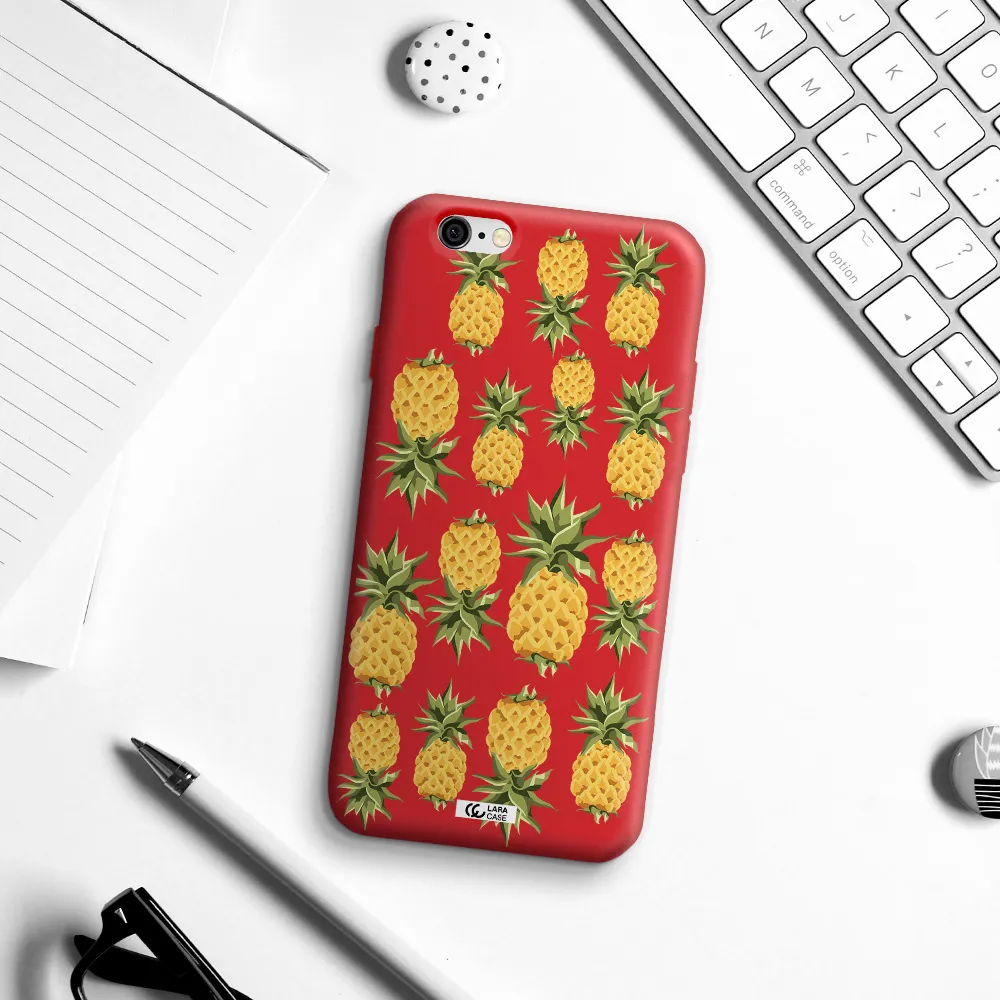 Pineapples Apple iPhone 6 Silicone Imperial Red Case