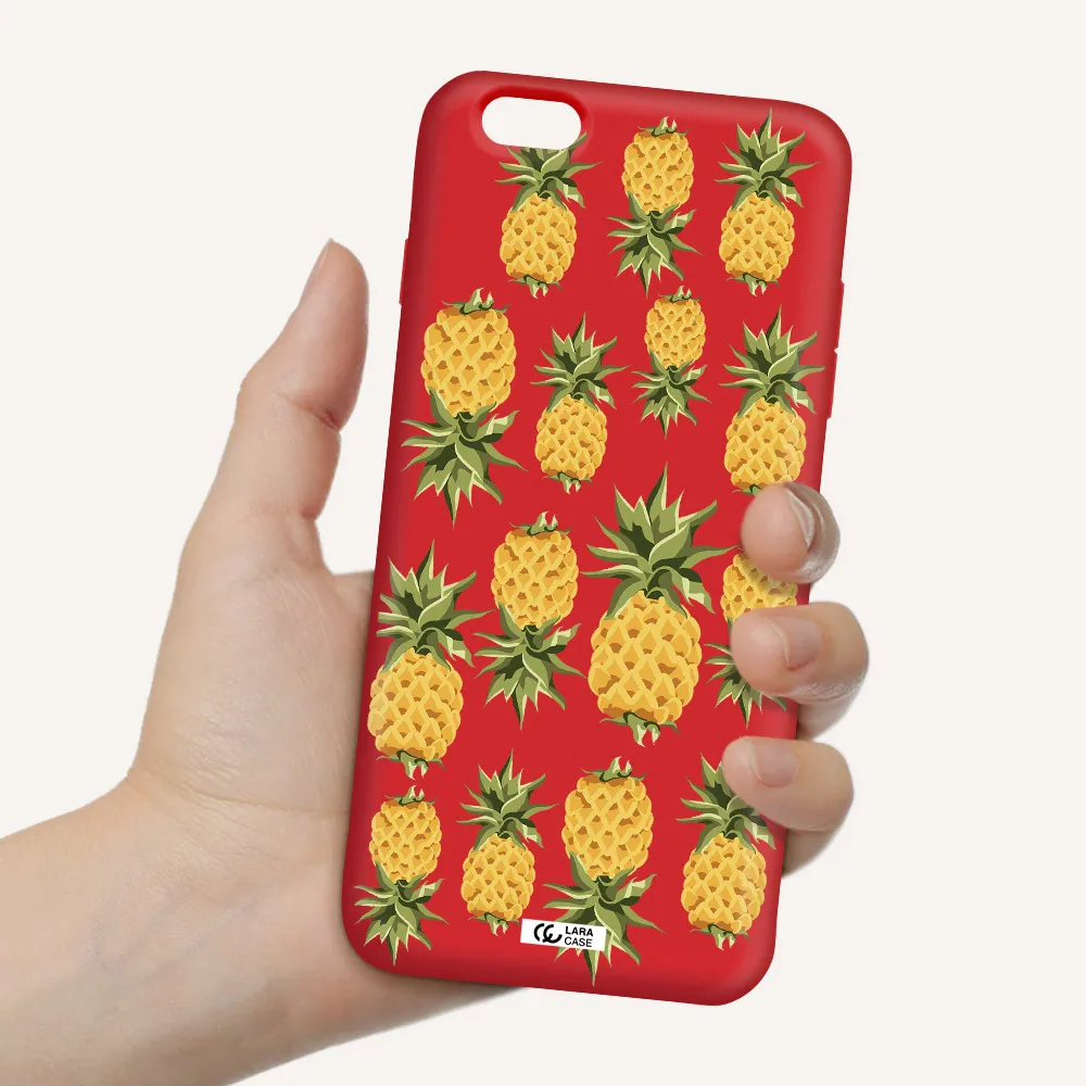 Pineapples Apple iPhone 6S Silicone Imperial Red Case