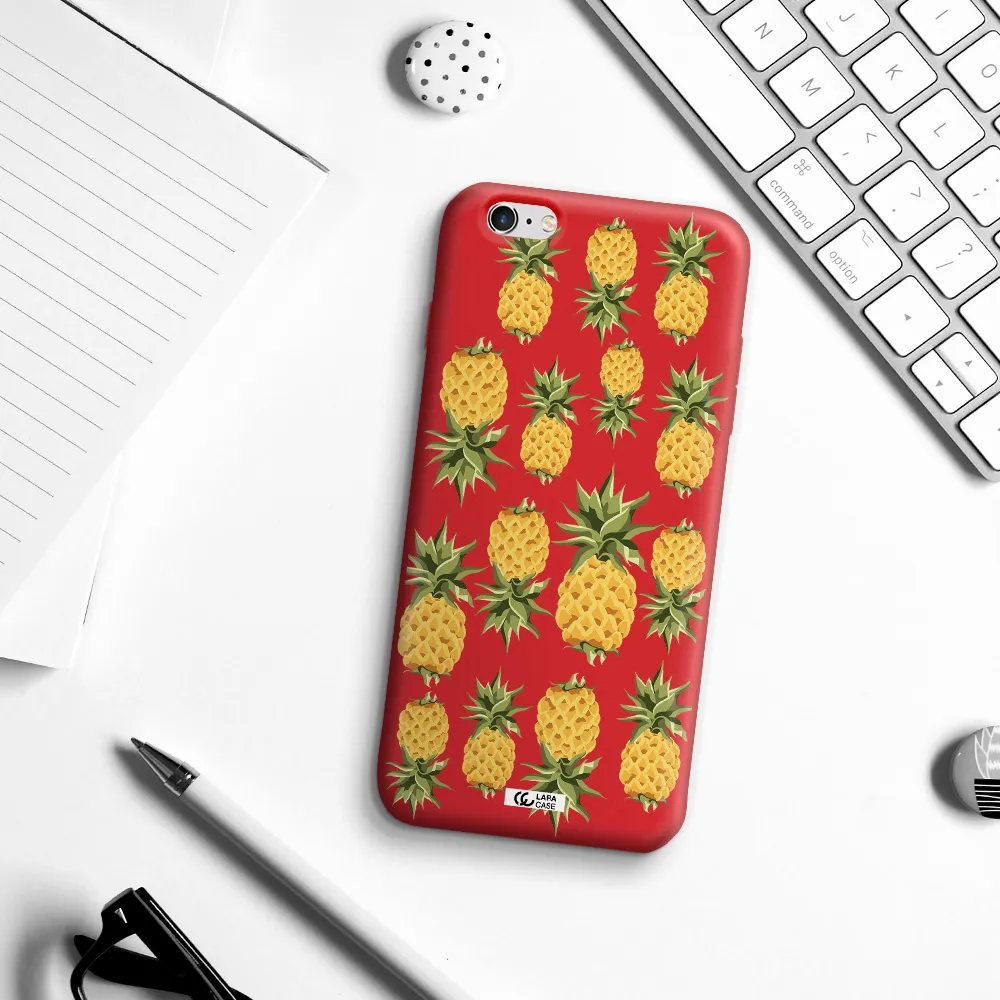 Pineapples Apple iPhone 6S Silicone Imperial Red Case