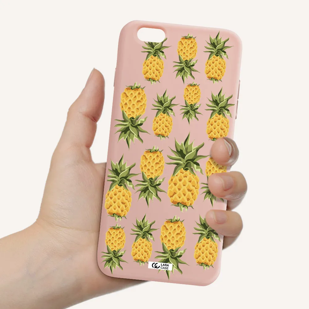 Pineapples Apple iPhone 6S Silicone pastel pink Case