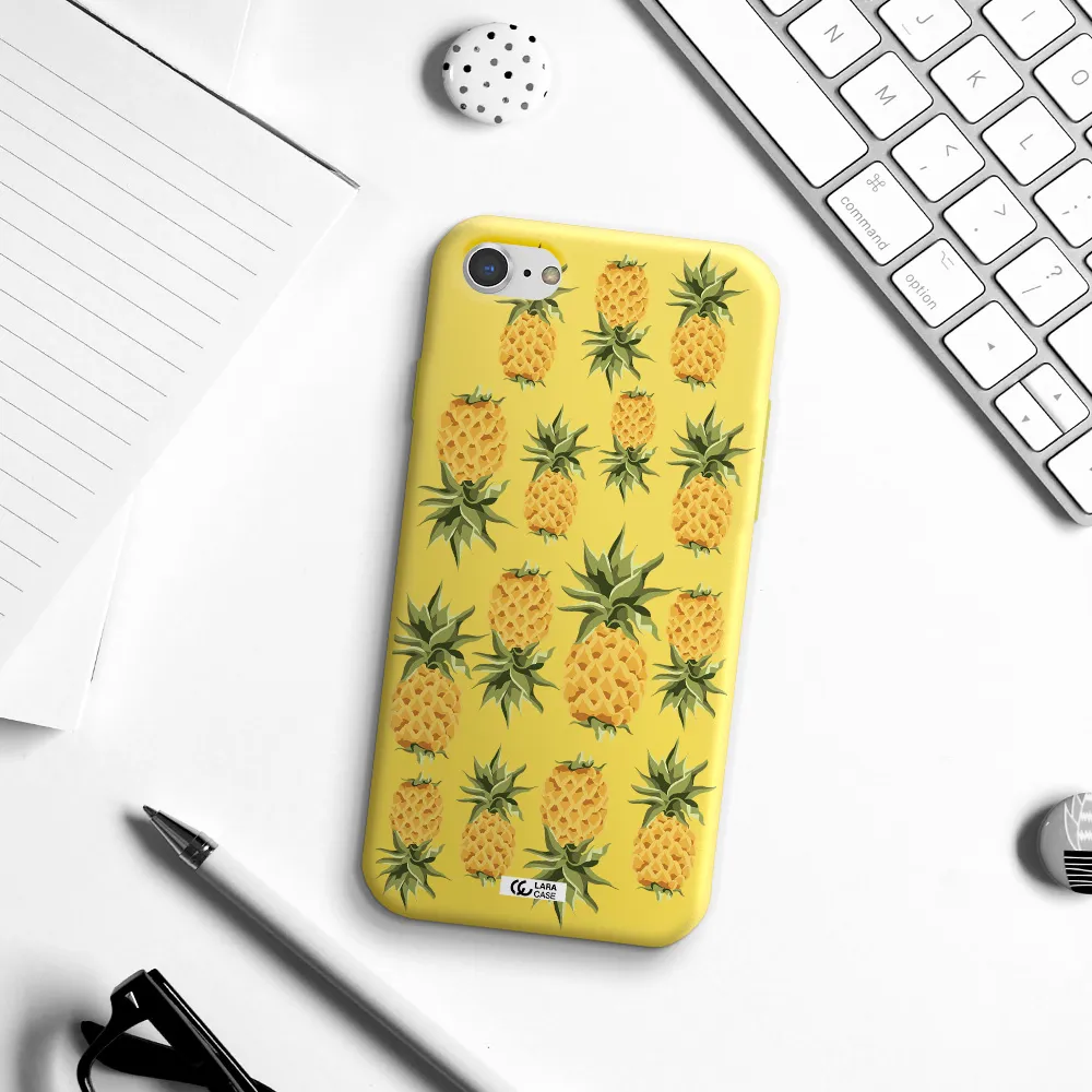 Pineapples Apple iPhone 7 Silicone canary yellow Case