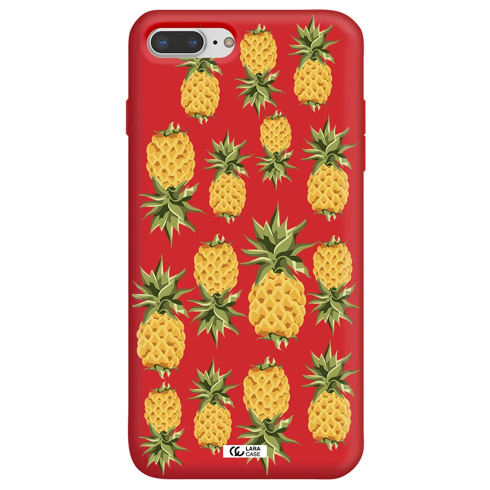 Pineapples Apple iPhone 8 plus Silicone Imperial Red Case