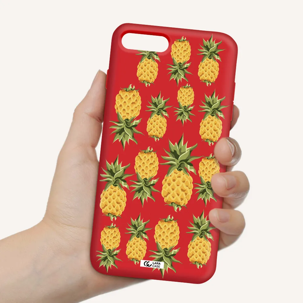Pineapples Apple iPhone 8 plus Silicone Imperial Red Case