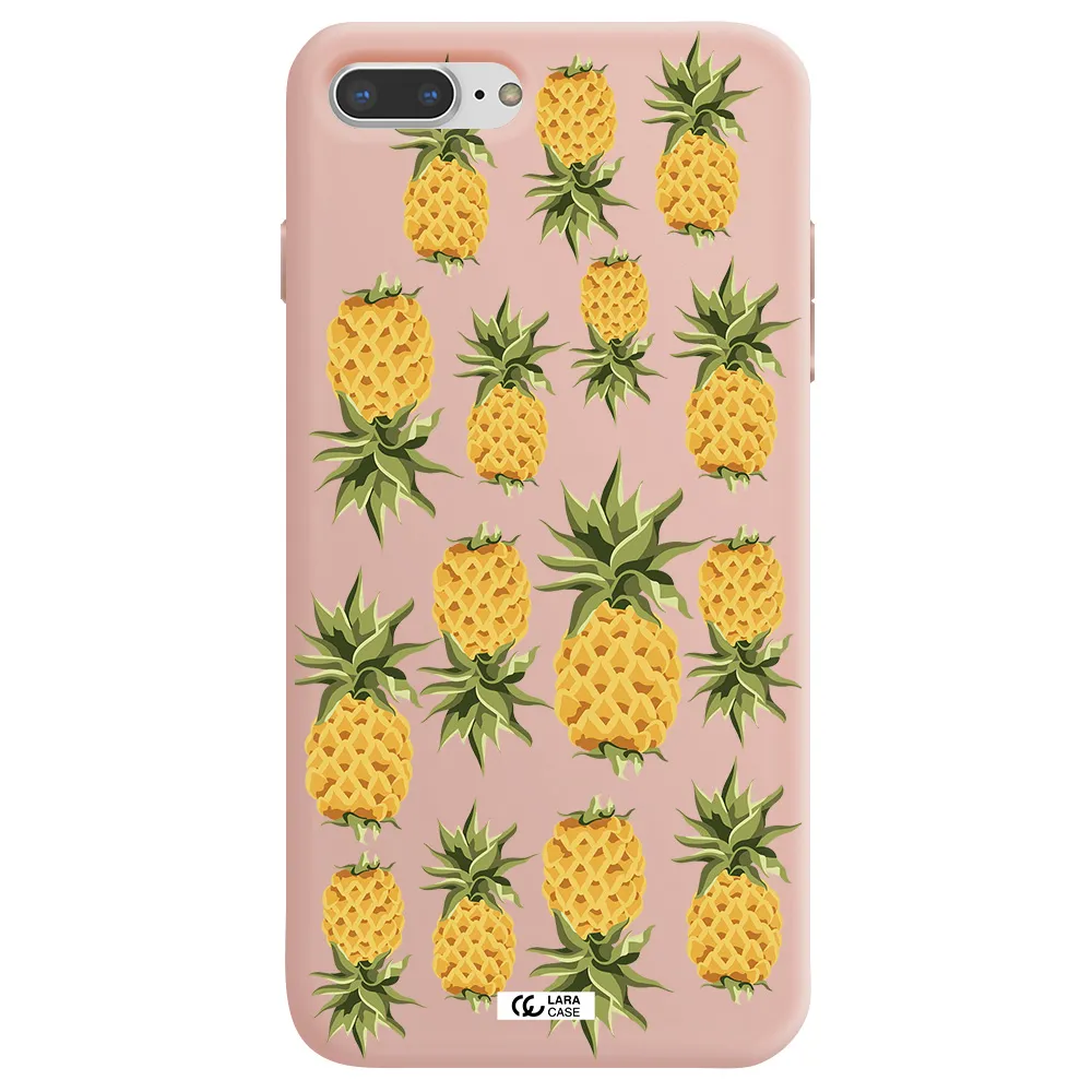 Pineapples Apple iPhone 8 plus Silicone pastel pink Case
