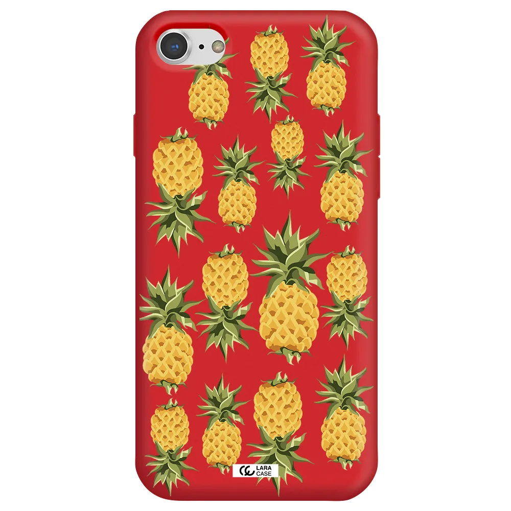 Pineapples Apple iPhone 8 Silicone Imperial Red Case