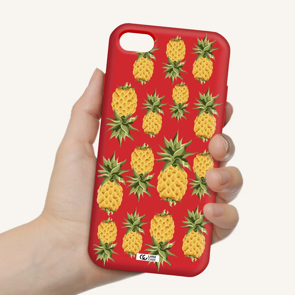Pineapples Apple iPhone 8 Silicone Imperial Red Case