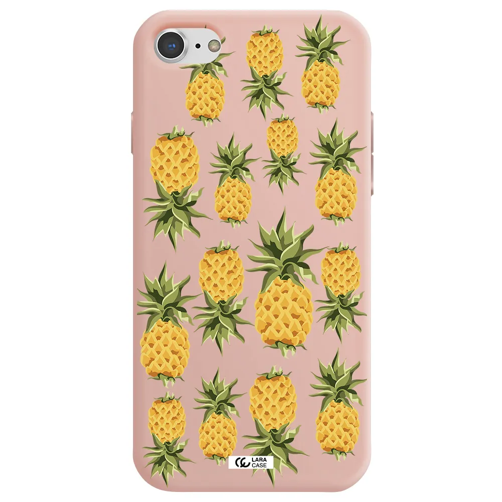 Pineapples Apple iPhone 8 Silicone pastel pink Case