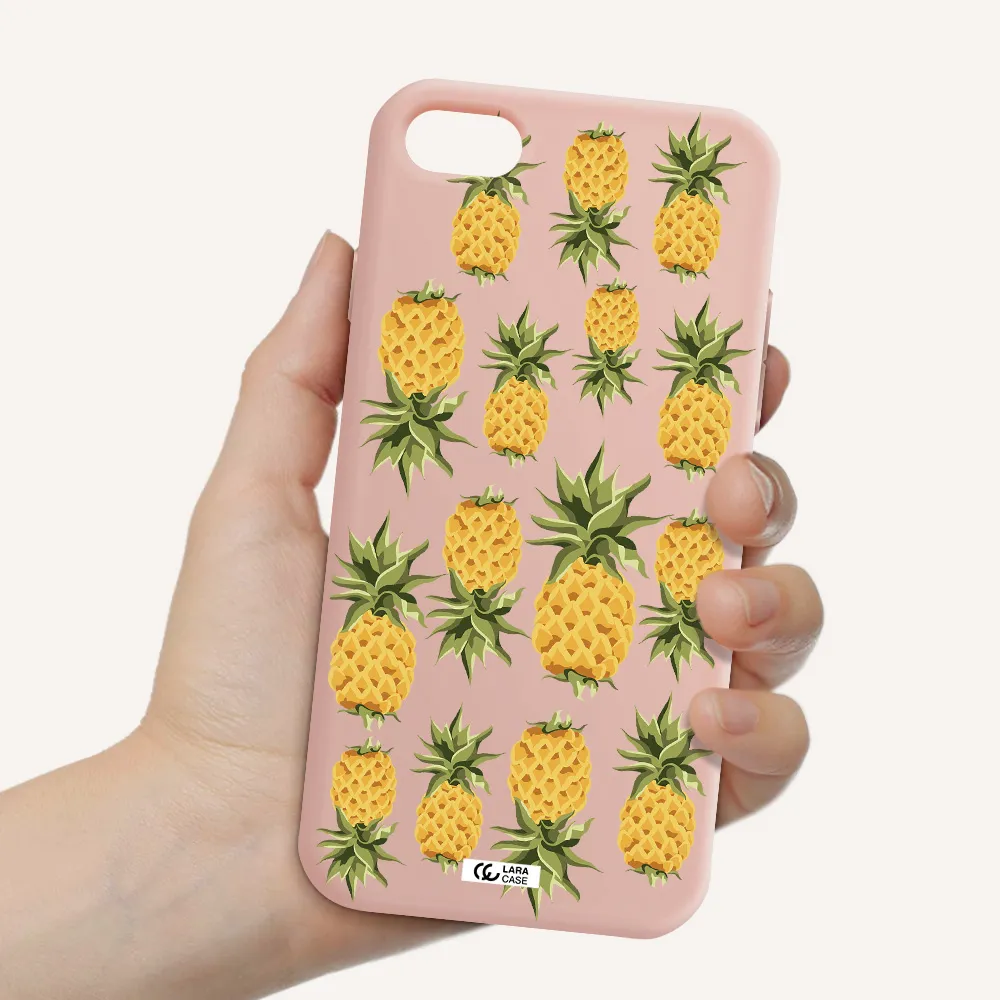 Pineapples Apple iPhone 8 Silicone pastel pink Case