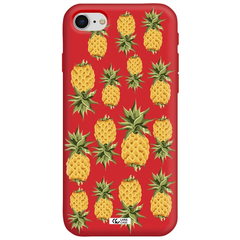 Pineapples Apple iPhone se 2020 Silicone Imperial Red Case