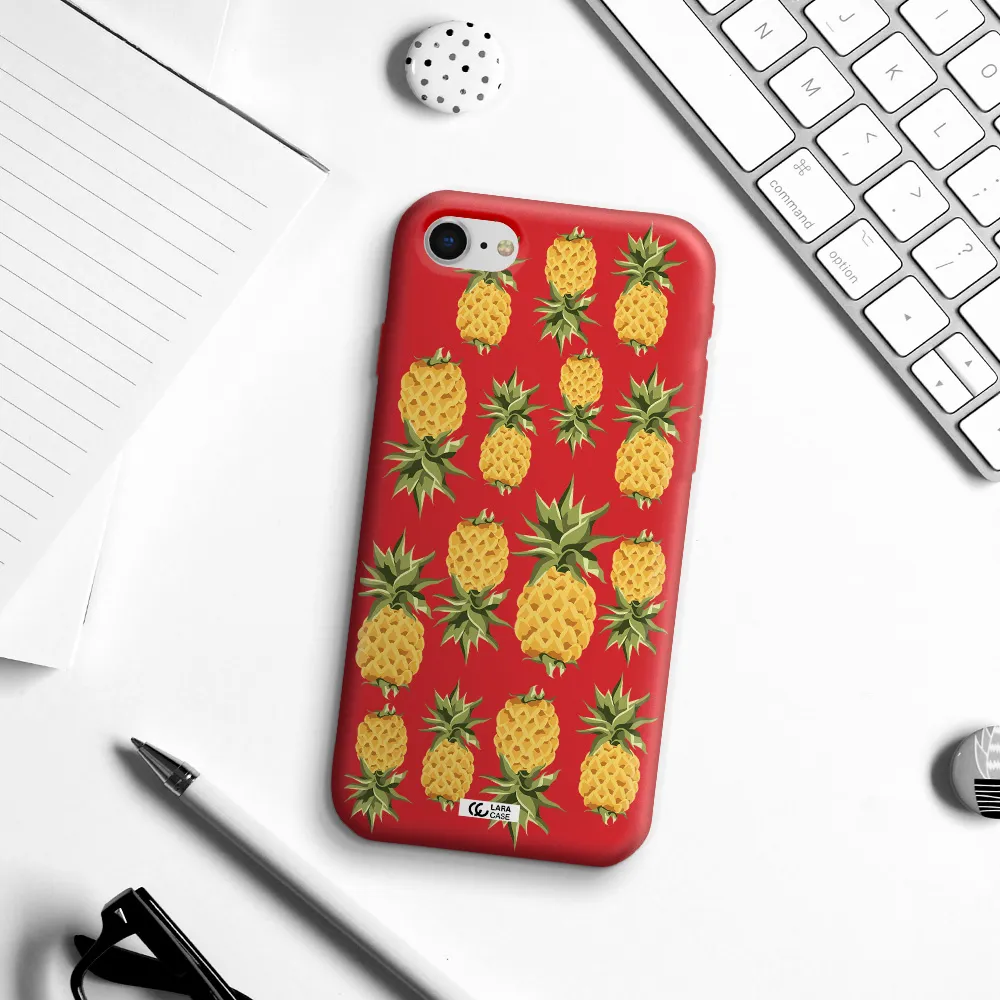 Pineapples Apple iPhone se 2020 Silicone Imperial Red Case