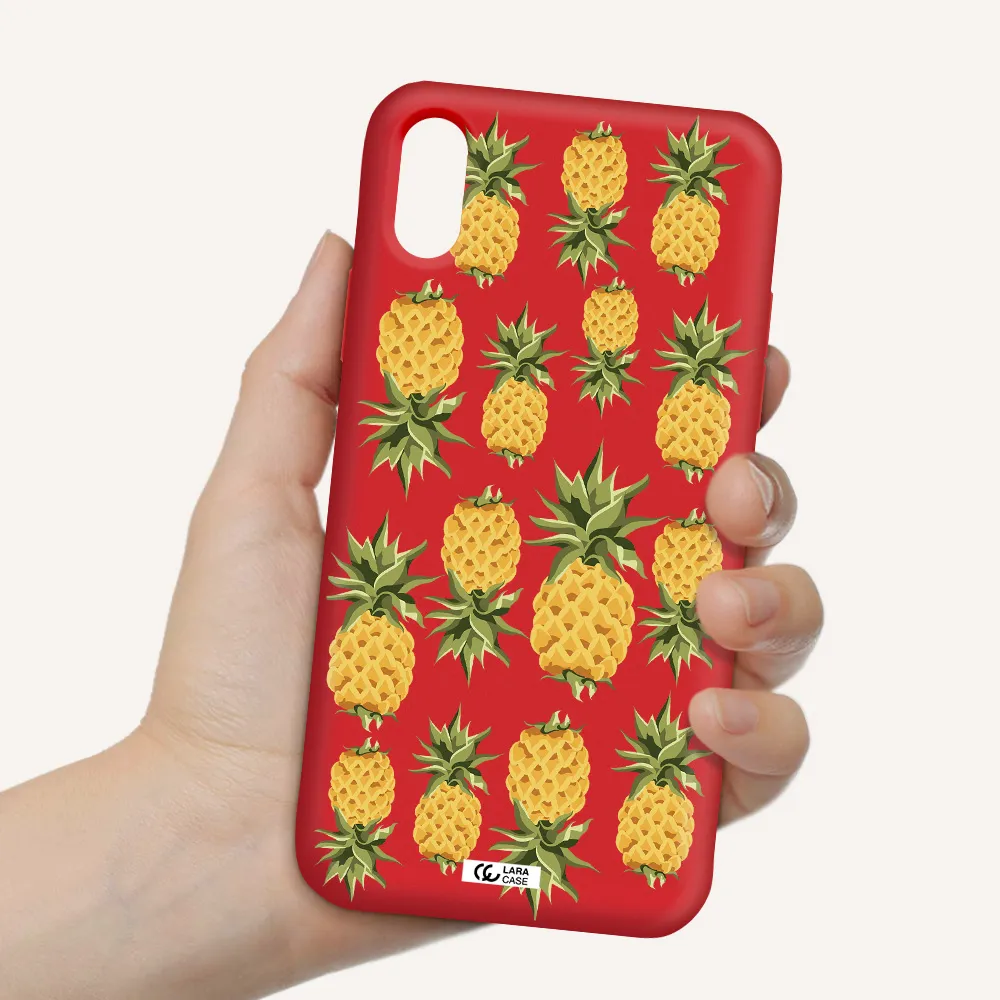 Pineapples Apple iPhone X Silicone Imperial Red Case