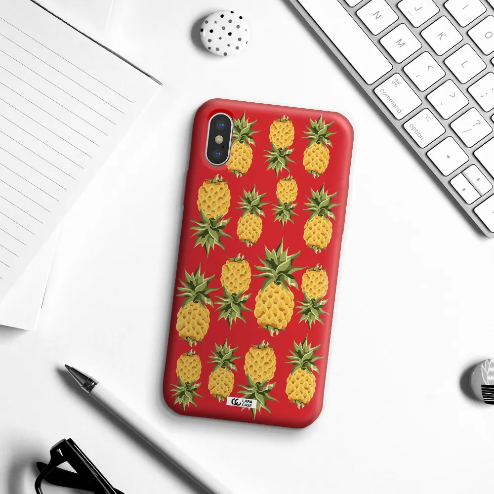 Pineapples Apple iPhone X Silicone Imperial Red Case