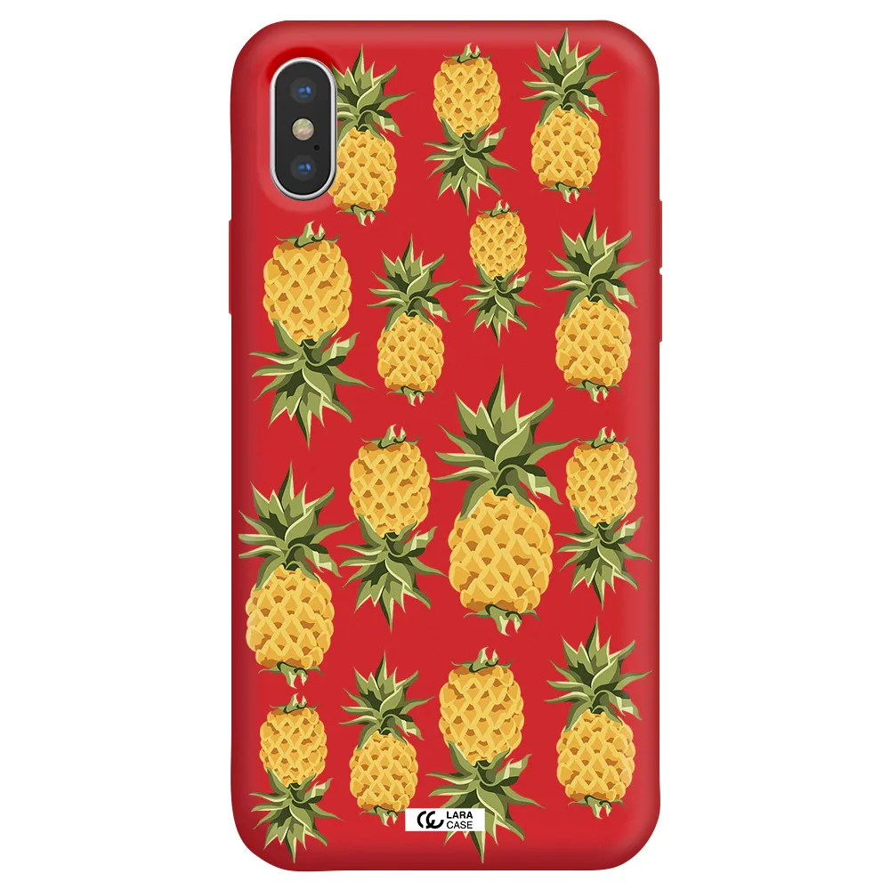 Pineapples Apple iPhone XS Silicone Imperial Red Case