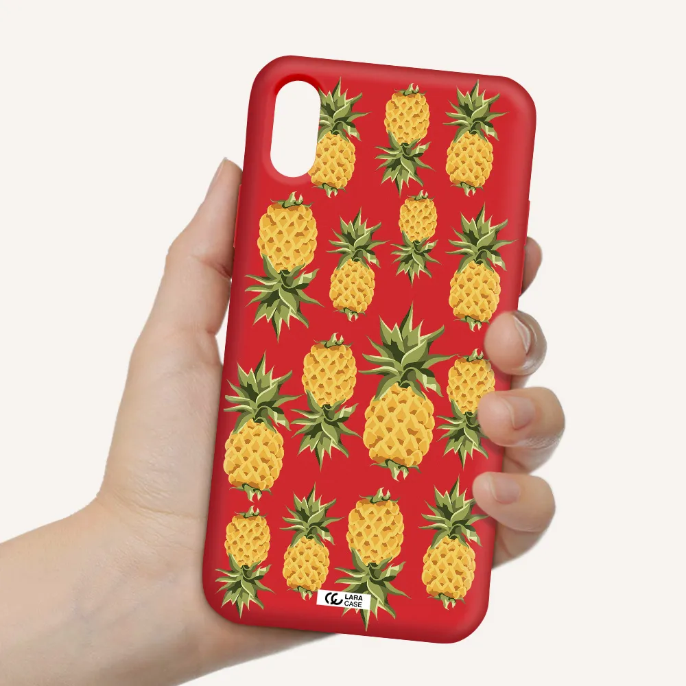 Pineapples Apple iPhone XS Silicone Imperial Red Case