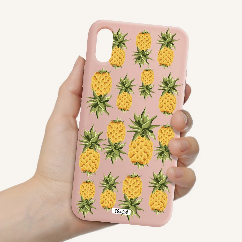 Pineapples Apple iPhone XS Silicone pastel pink Case