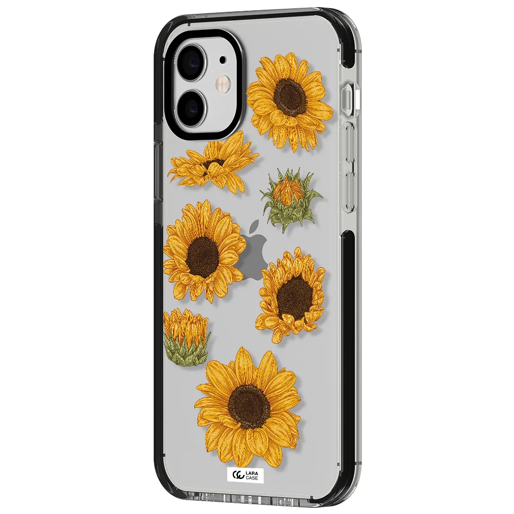 Sunflower Apple iPhone 11 impact black border Case