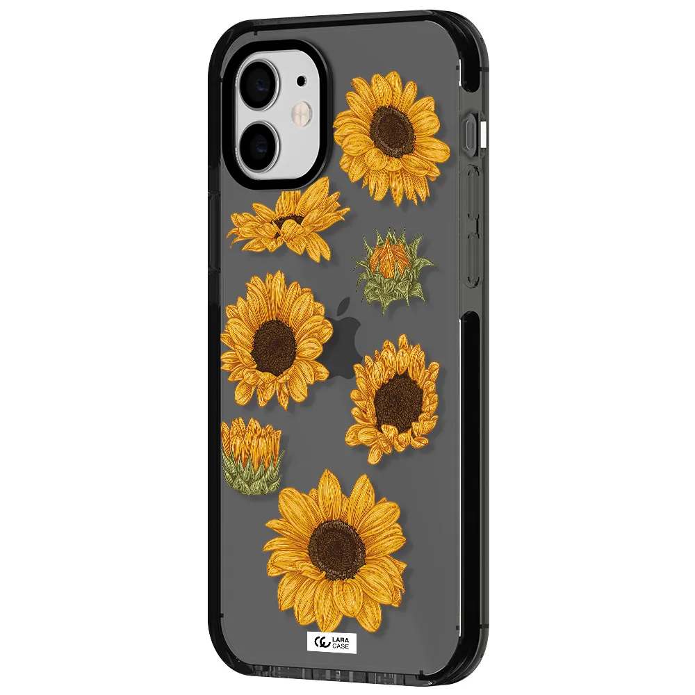 Sunflower Apple iPhone 11 impact Smoke Black Case