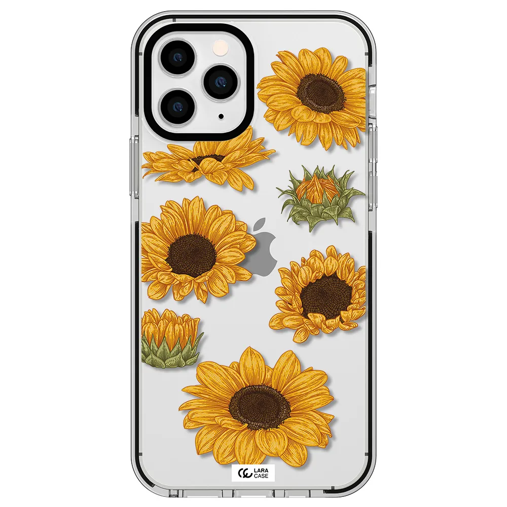 Sunflower Apple iPhone 11 pro impact black border Case