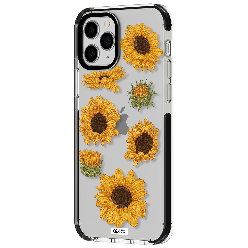 Sunflower Apple iPhone 11 pro impact black border Case