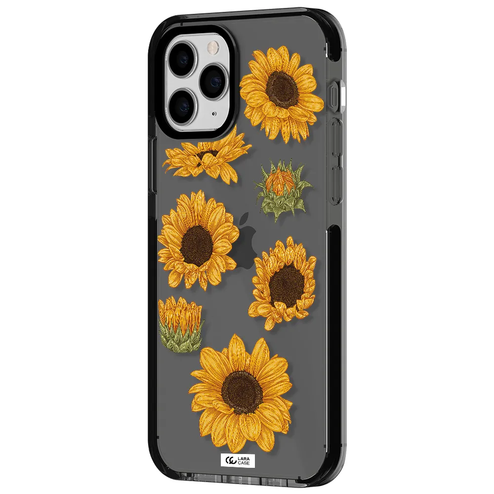Sunflower Apple iPhone 11 pro max impact Smoke Black Case