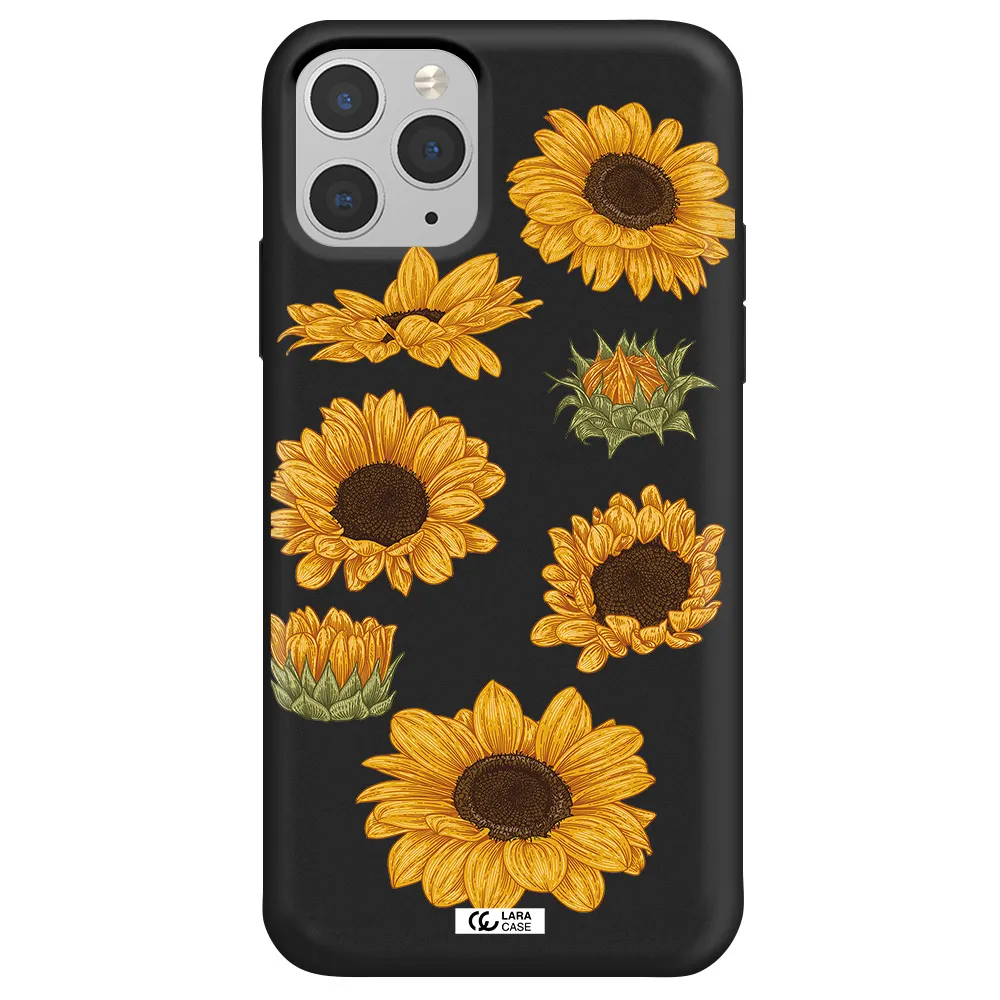 Sunflower Apple iPhone 11 pro max Silicone black Case