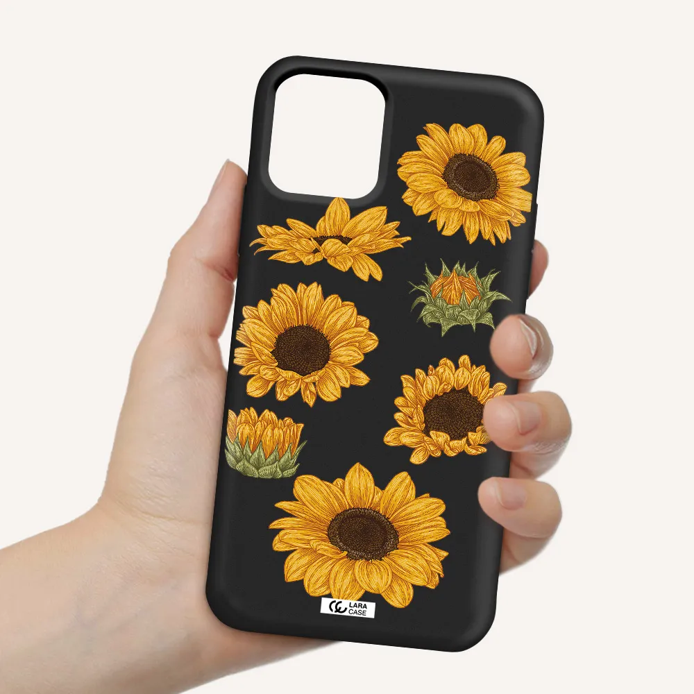 Sunflower Apple iPhone 11 pro max Silicone black Case