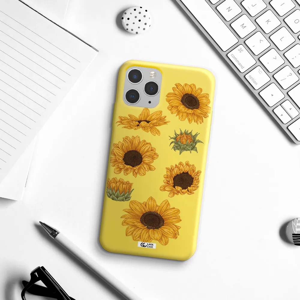 Sunflower Apple iPhone 11 pro max Silicone canary yellow Case