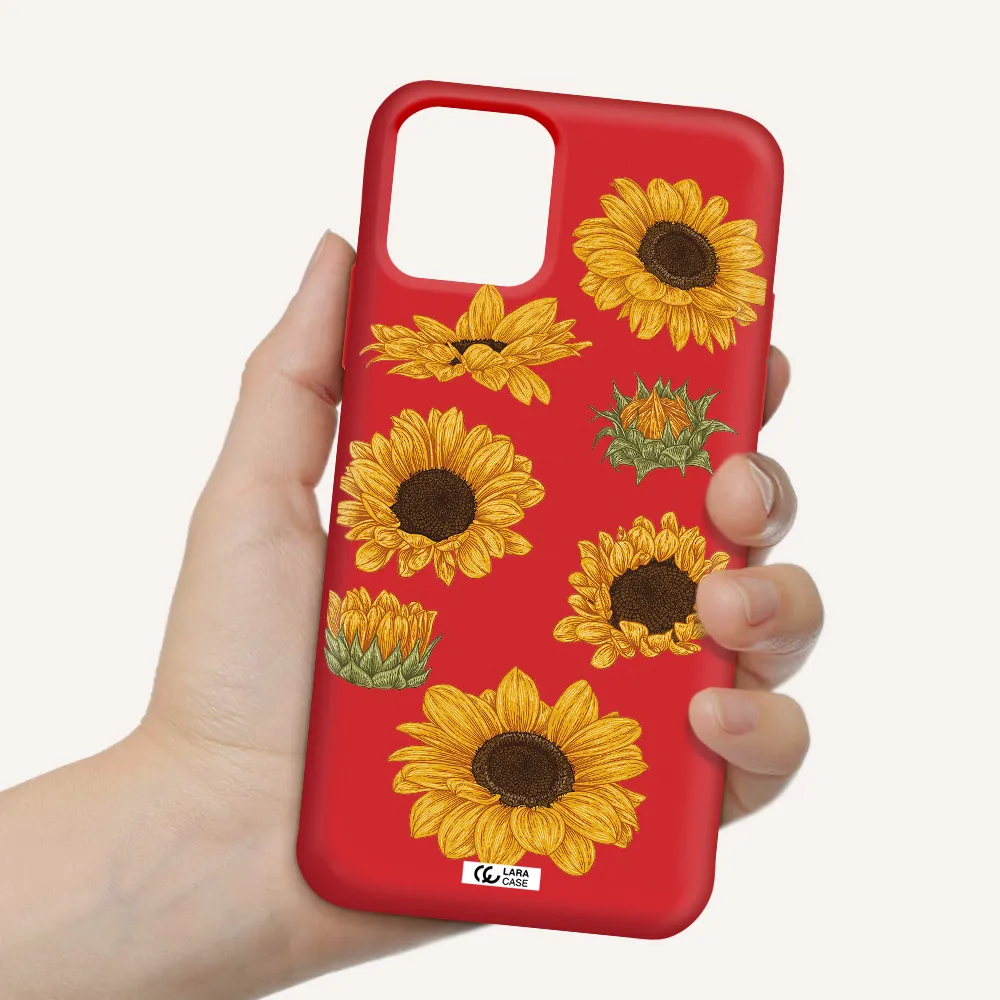 Sunflower Apple iPhone 11 pro max Silicone Imperial Red Case