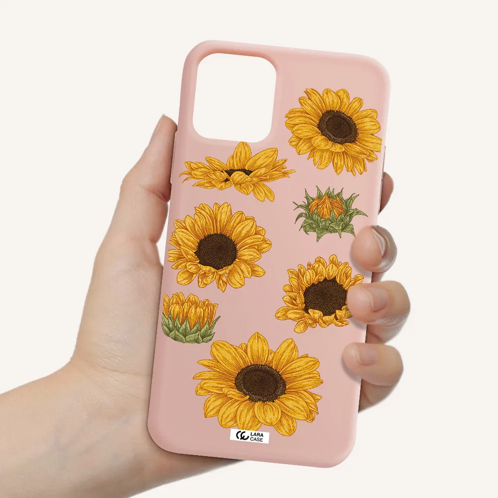 Sunflower Apple iPhone 11 pro max Silicone pastel pink Case