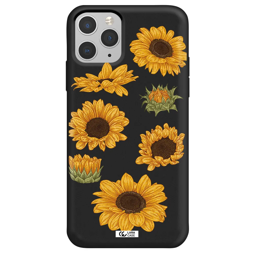 Sunflower Apple iPhone 11 pro Silicone black Case