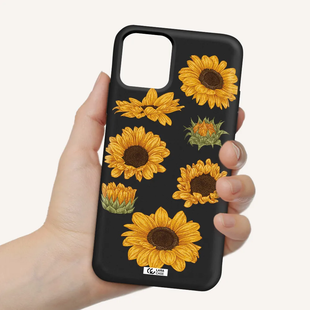 Sunflower Apple iPhone 11 pro Silicone black Case