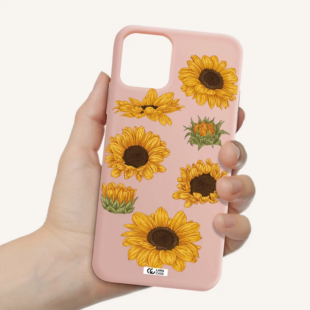 Sunflower Apple iPhone 11 pro Silicone pastel pink Case
