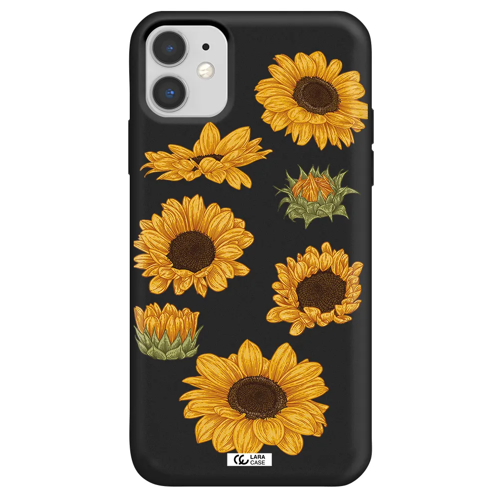 Sunflower Apple iPhone 11 Silicone black Case
