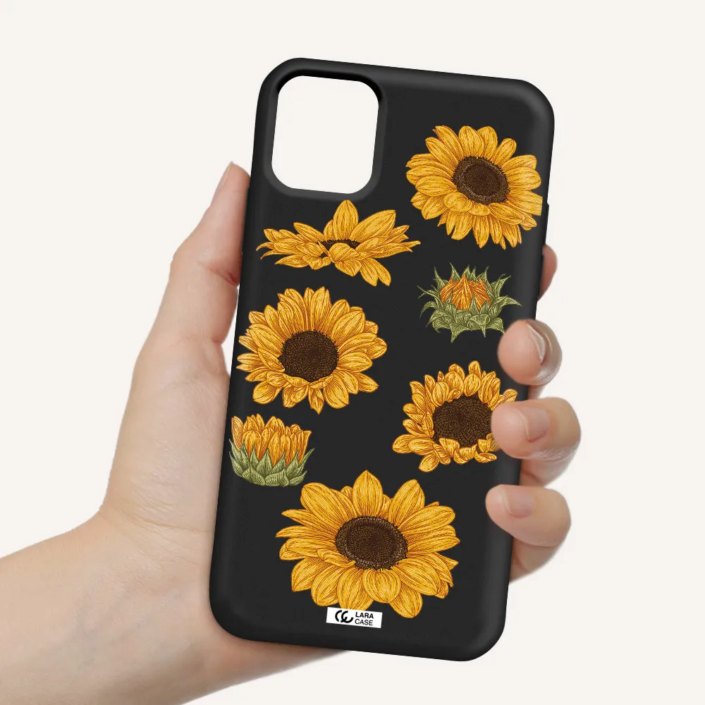 Sunflower Apple iPhone 11 Silicone black Case