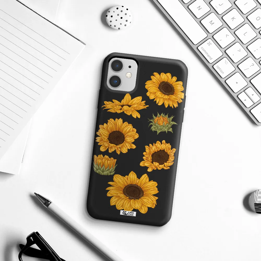 Sunflower Apple iPhone 11 Silicone black Case