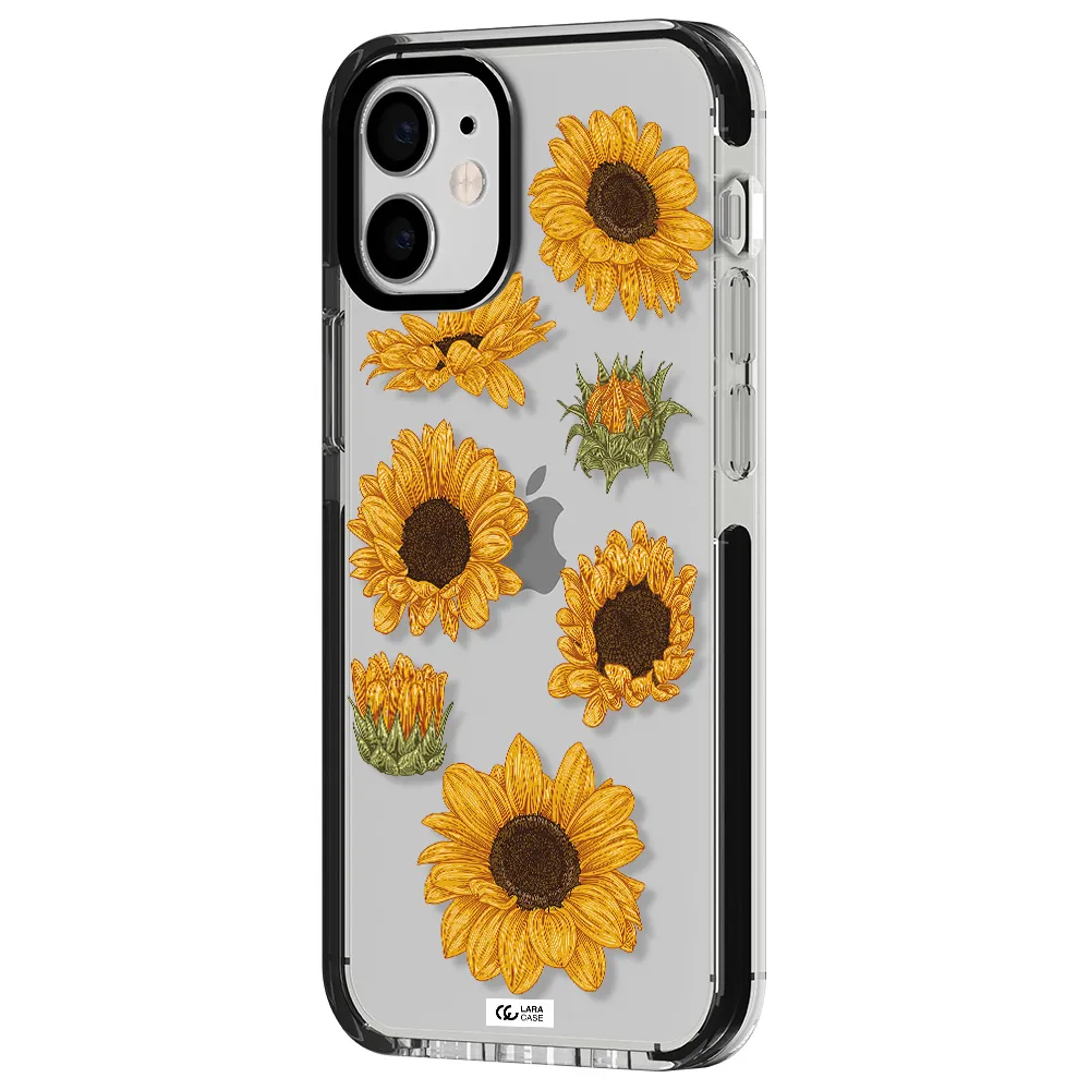 Sunflower Apple iPhone 12 mini impact black border Case