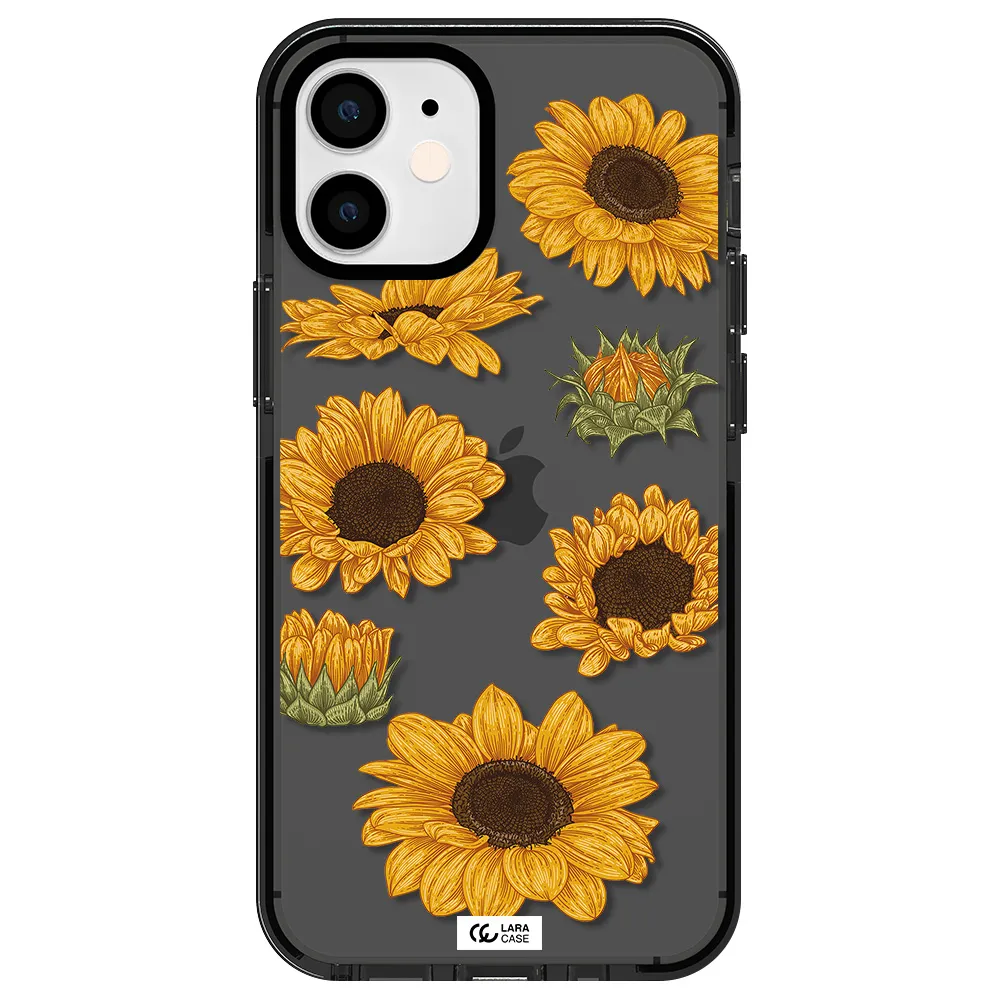 Sunflower Apple iPhone 12 mini impact Smoke Black Case