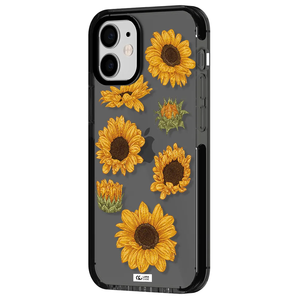 Sunflower Apple iPhone 12 mini impact Smoke Black Case