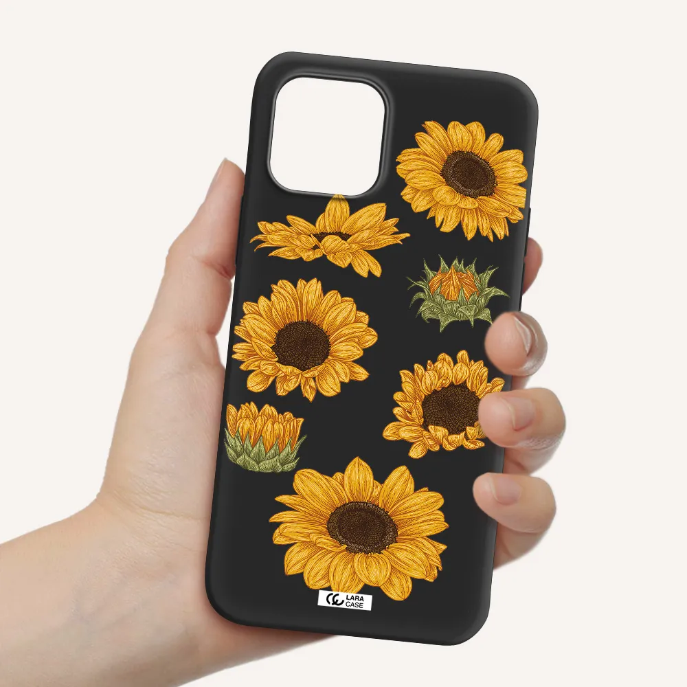 Sunflower Apple iPhone 12 mini Silicone black Case