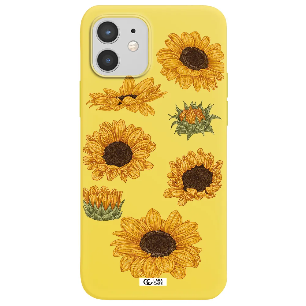 Sunflower Apple iPhone 12 mini Silicone canary yellow Case