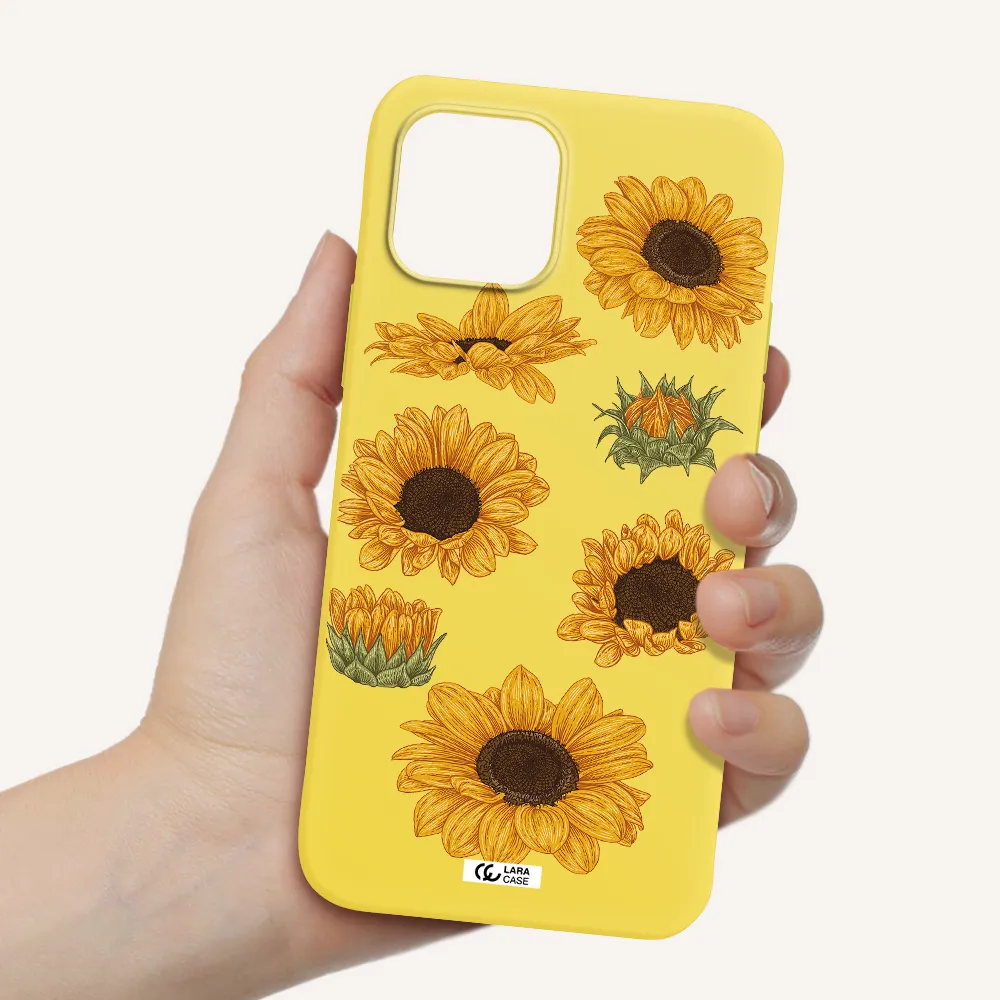 Sunflower Apple iPhone 12 mini Silicone canary yellow Case
