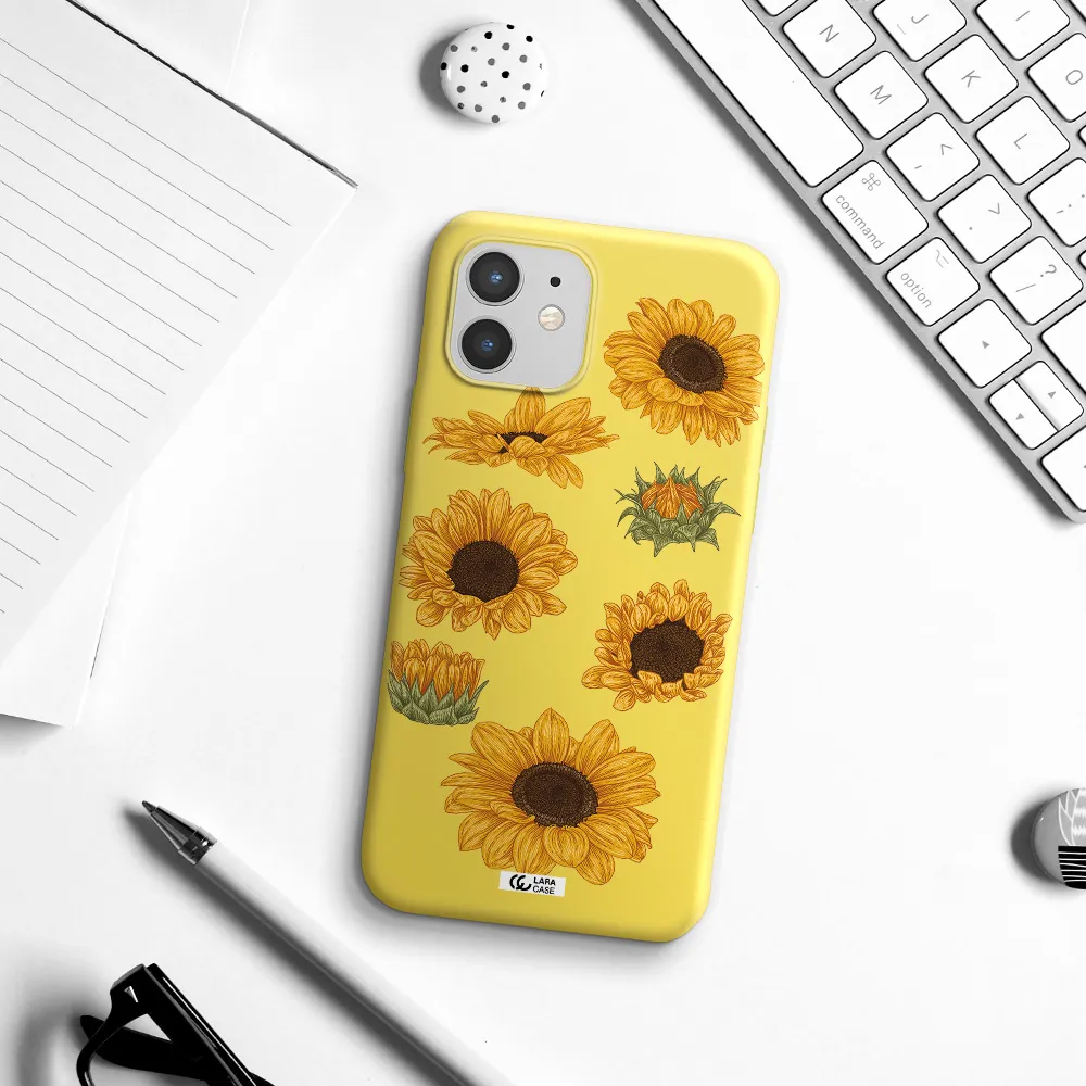 Sunflower Apple iPhone 12 mini Silicone canary yellow Case