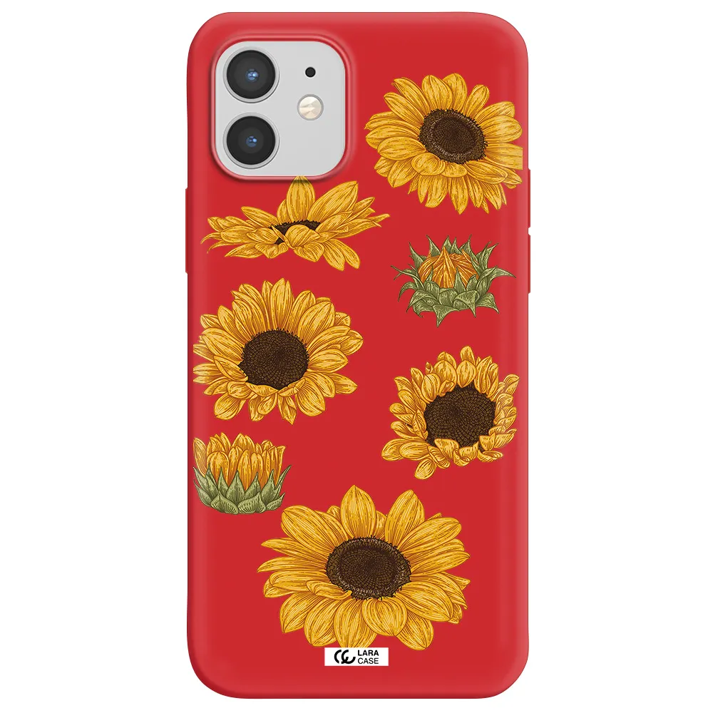 Sunflower Apple iPhone 12 mini Silicone Imperial Red Case