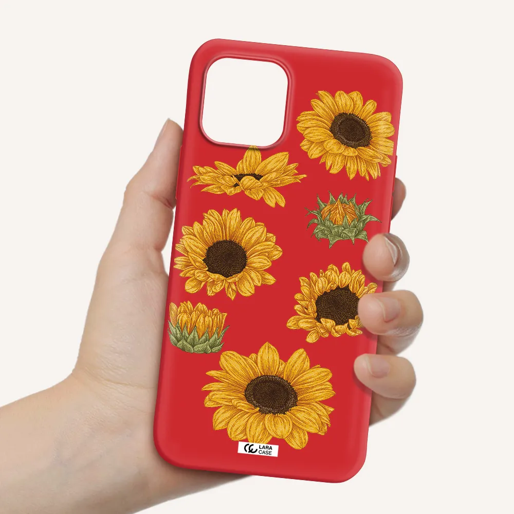 Sunflower Apple iPhone 12 mini Silicone Imperial Red Case