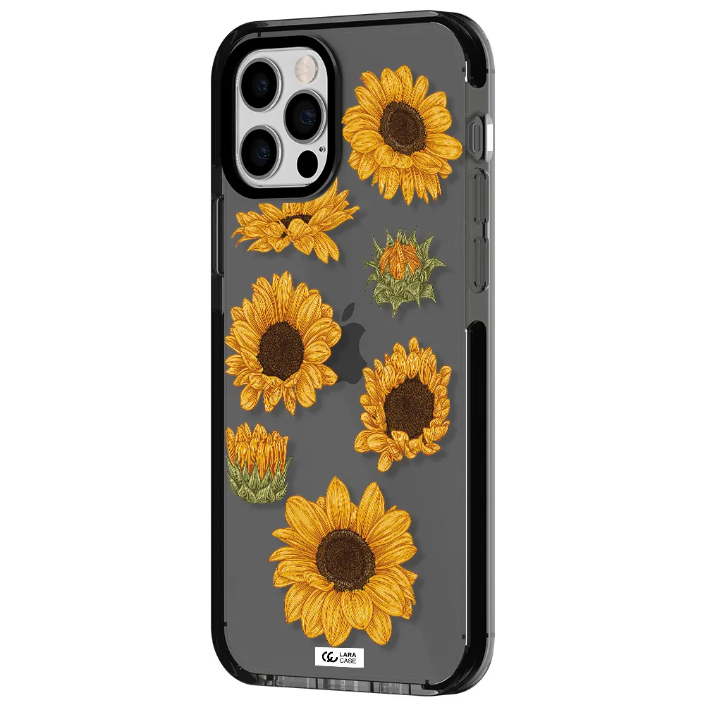 Sunflower Apple iPhone 12 pro impact Smoke Black Case