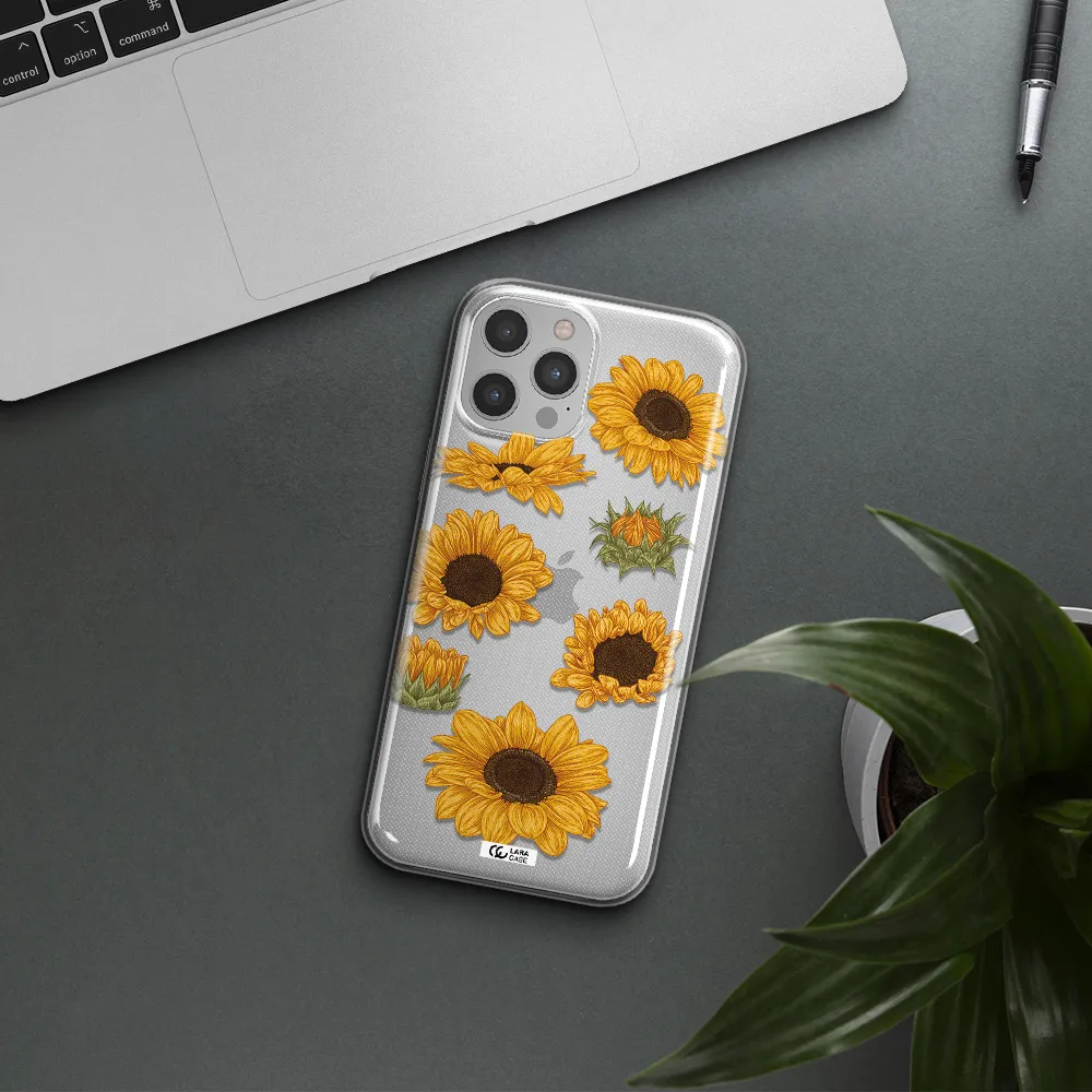 Sunflower Apple iPhone 12 pro max Clear TPU Case