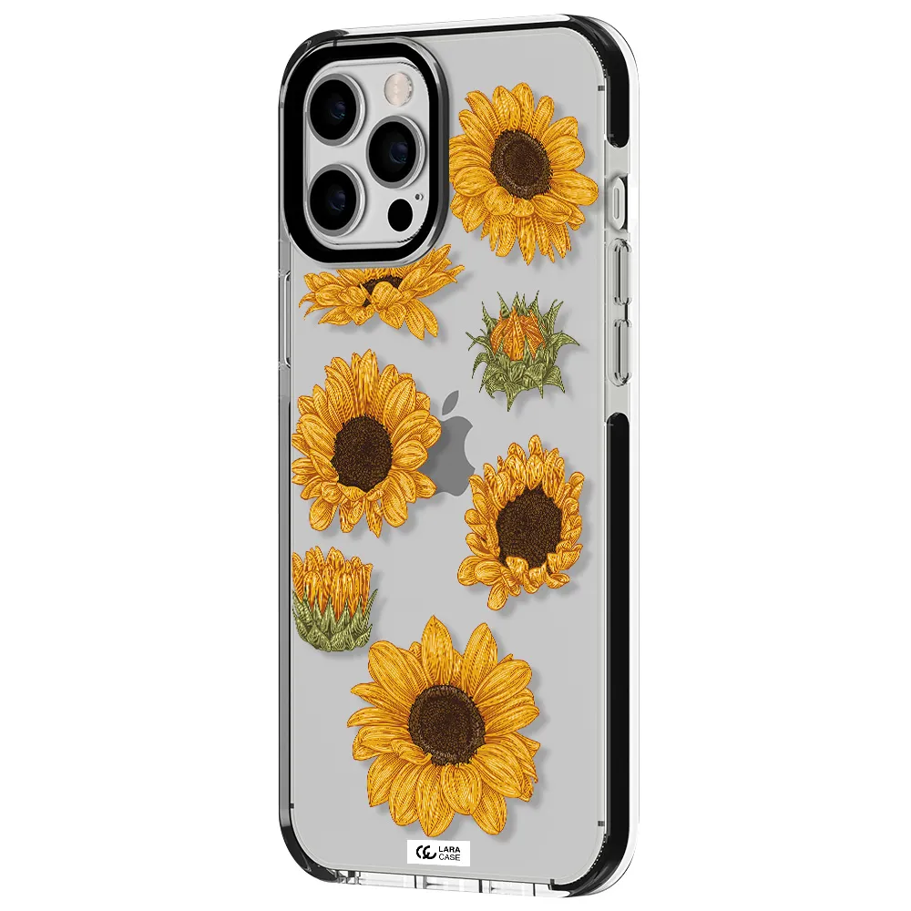 Sunflower Apple iPhone 12 pro max impact black border Case